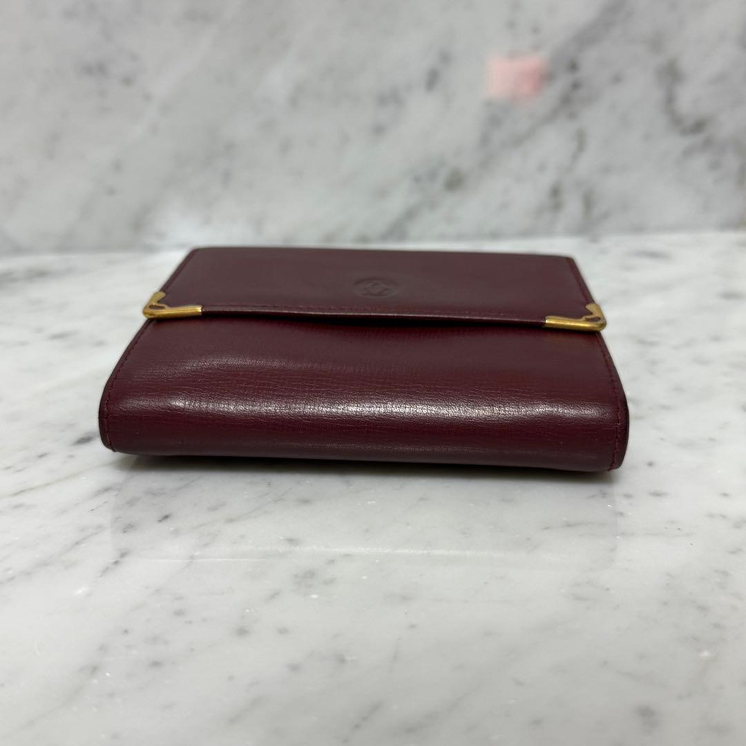 Cartier カルティエ 三つ折財布 ワインレッド マストライン ボルドー