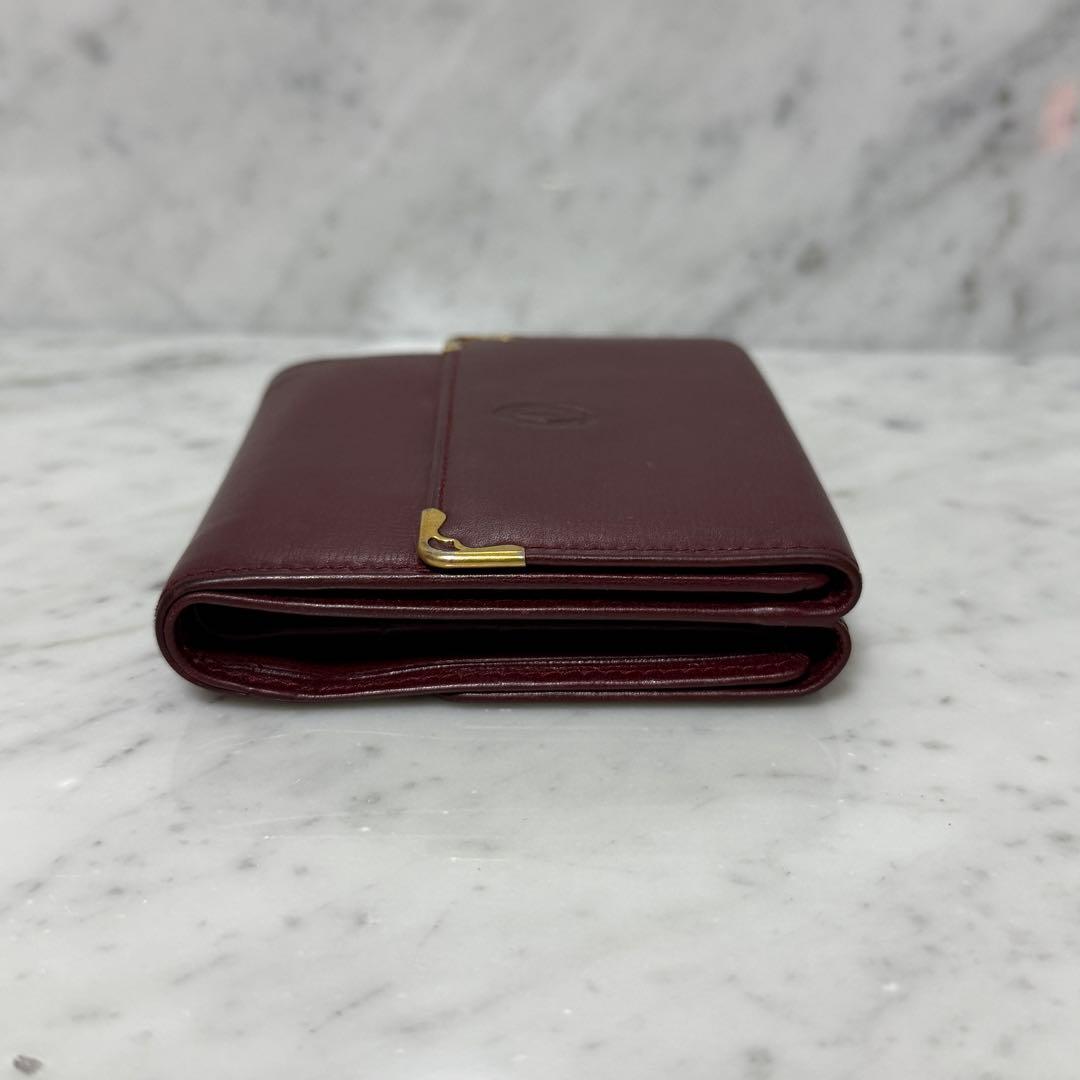 Cartier カルティエ 三つ折財布 ワインレッド マストライン ボルドー