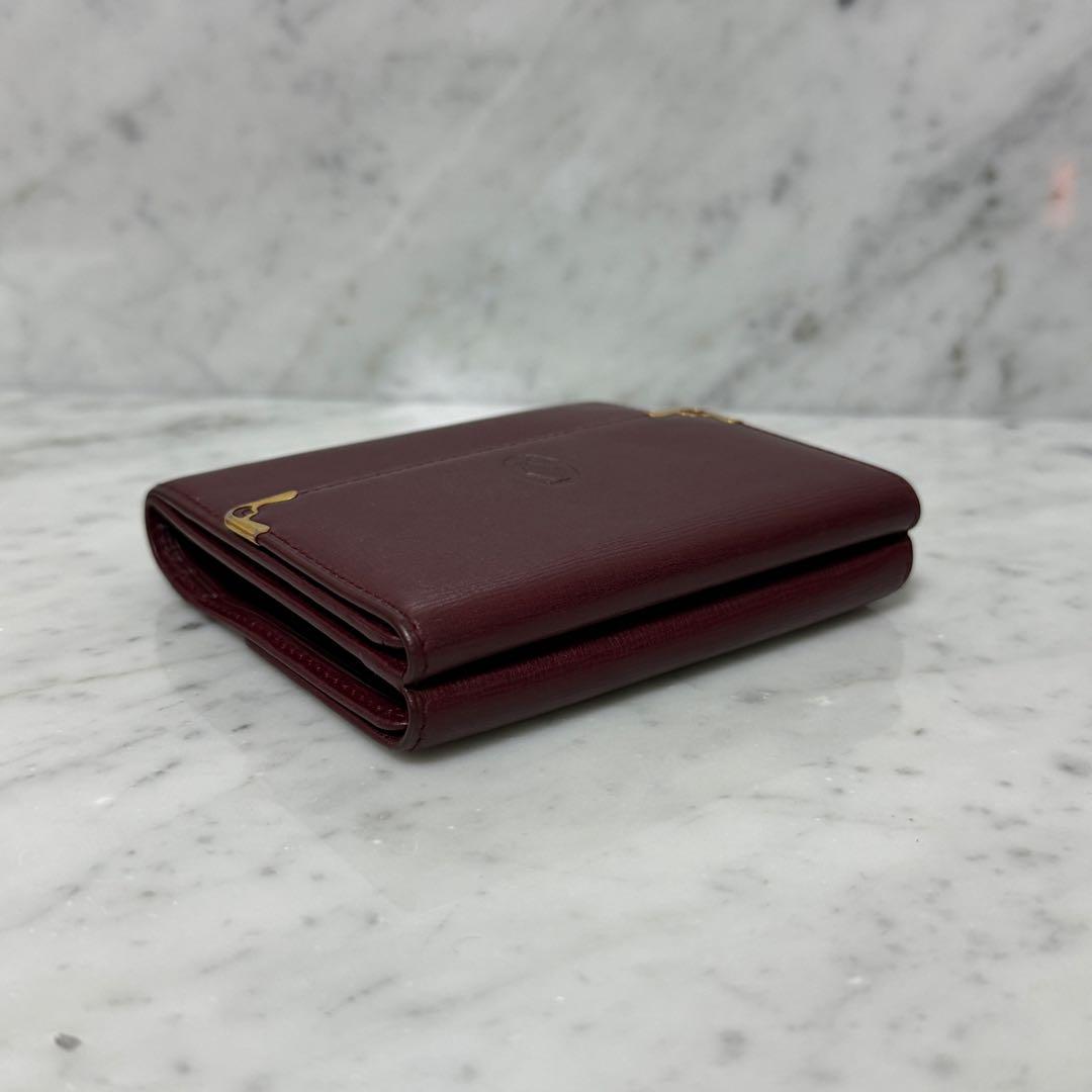 Cartier カルティエ 三つ折財布 ワインレッド マストライン ボルドー
