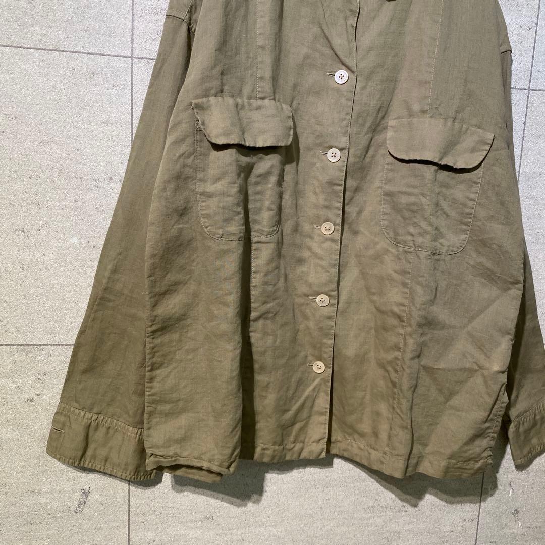 Nigel Cabourn　WOMAN　オリーブ ミリタリーシャツ　リネン混