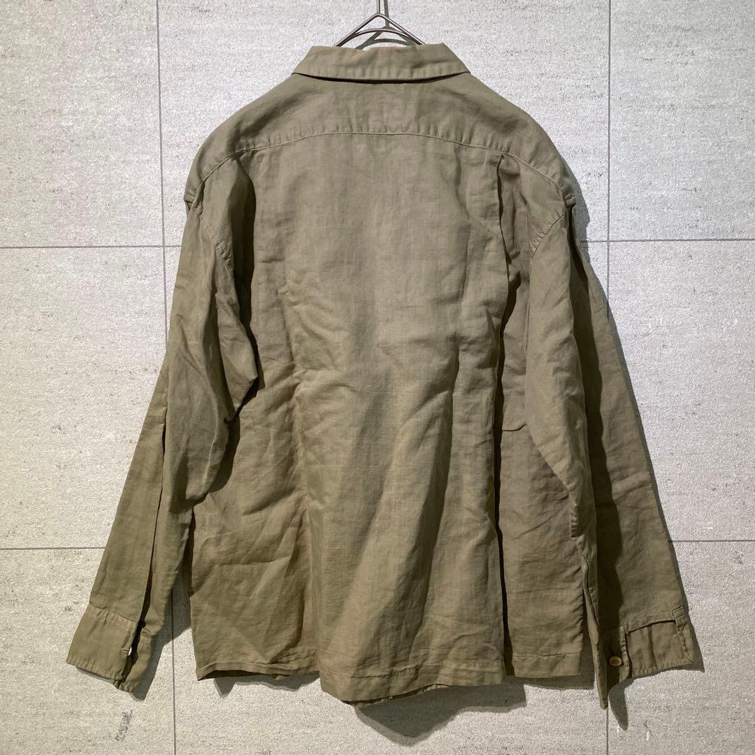 Nigel Cabourn　WOMAN　オリーブ ミリタリーシャツ　リネン混