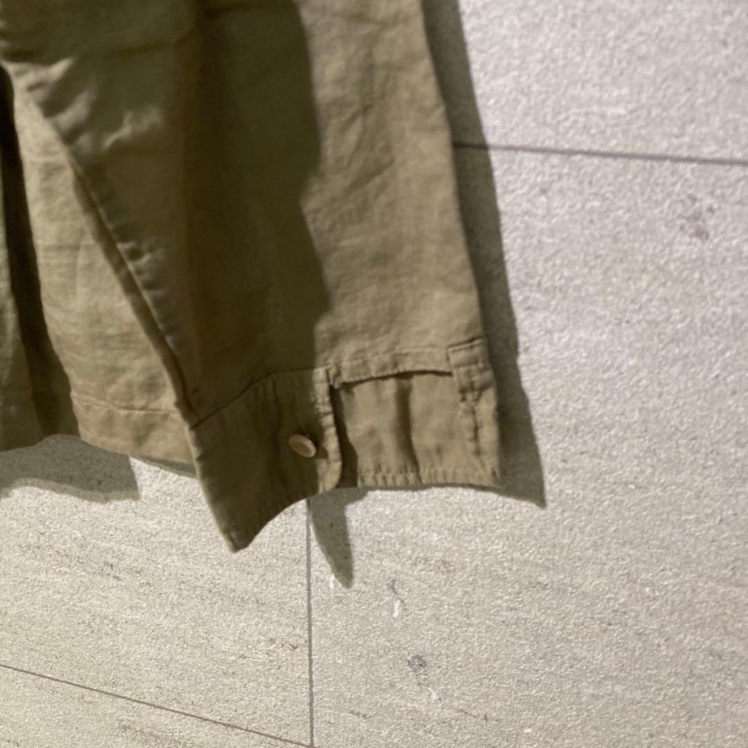 Nigel Cabourn　WOMAN　オリーブ ミリタリーシャツ　リネン混