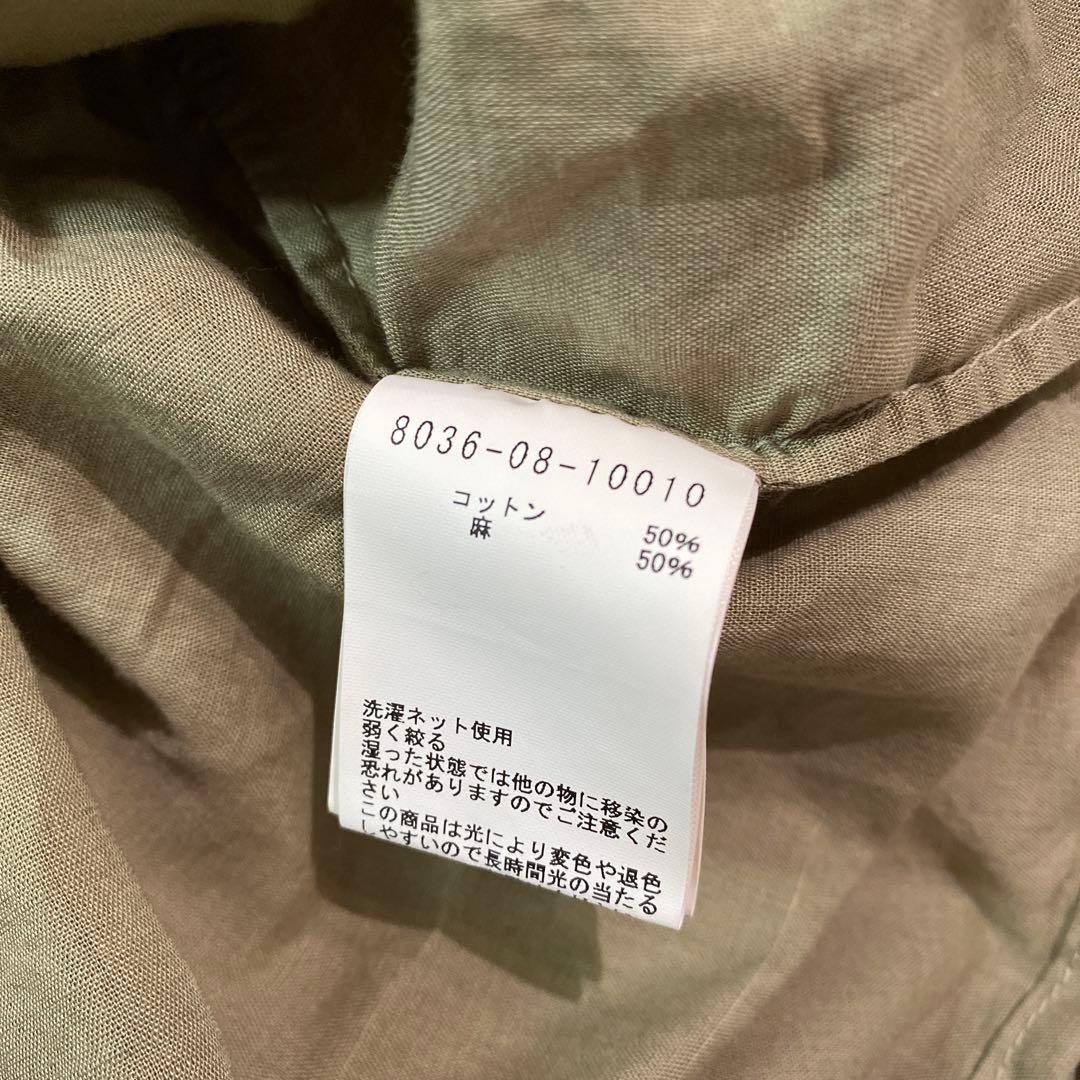 Nigel Cabourn　WOMAN　オリーブ ミリタリーシャツ　リネン混