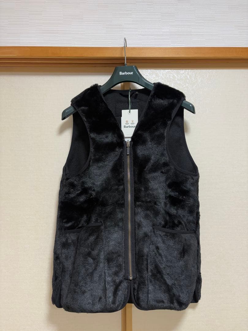 Barbour ファー ベスト サイズ40 バブアー フロントジップ