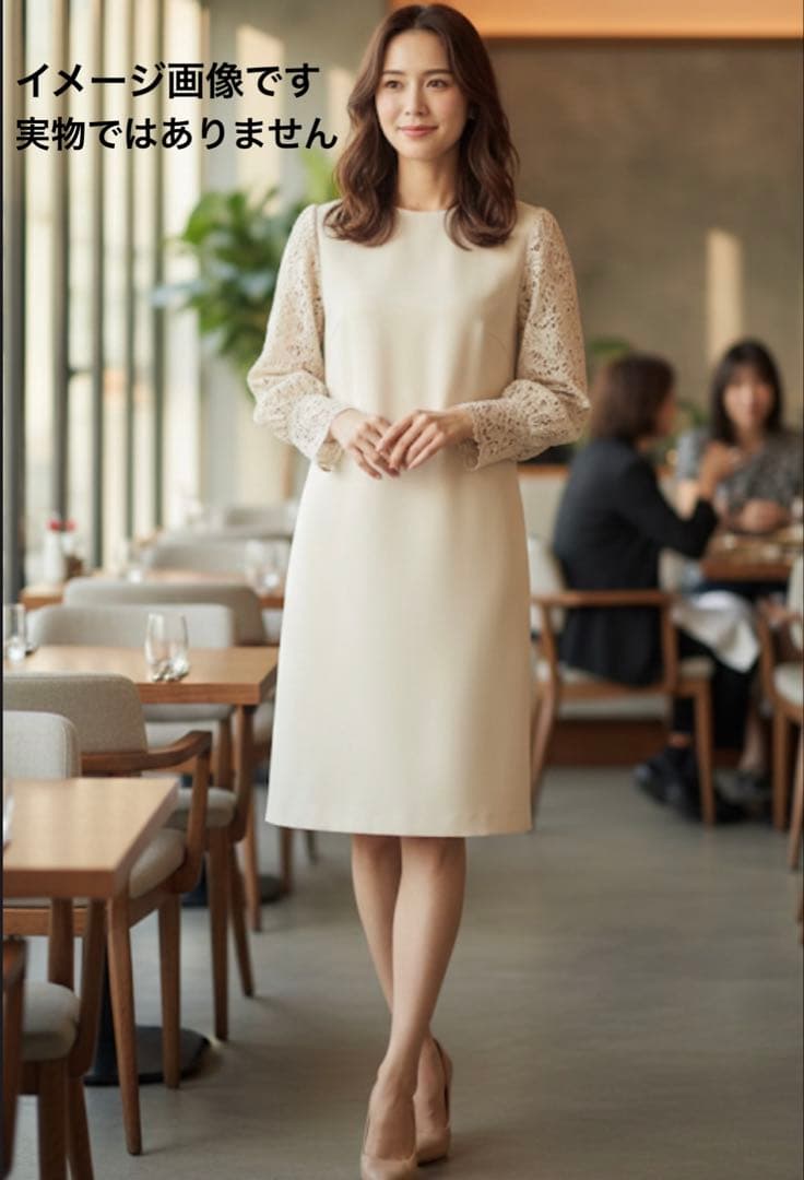 ■美品トゥモローランドドライダブルクロスレースコンビクルーネックワンピース36