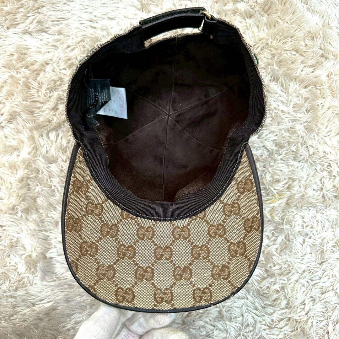 【美品】グッチ 帽子 キャップ ベージュ キャンバス GG柄 ユニセックス