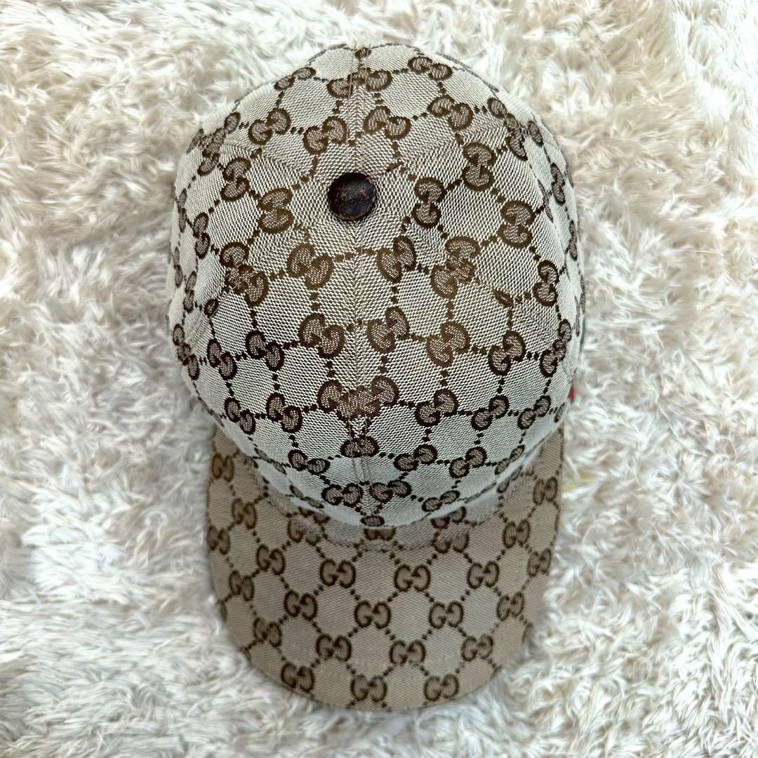【美品】グッチ 帽子 キャップ ベージュ キャンバス GG柄 ユニセックス