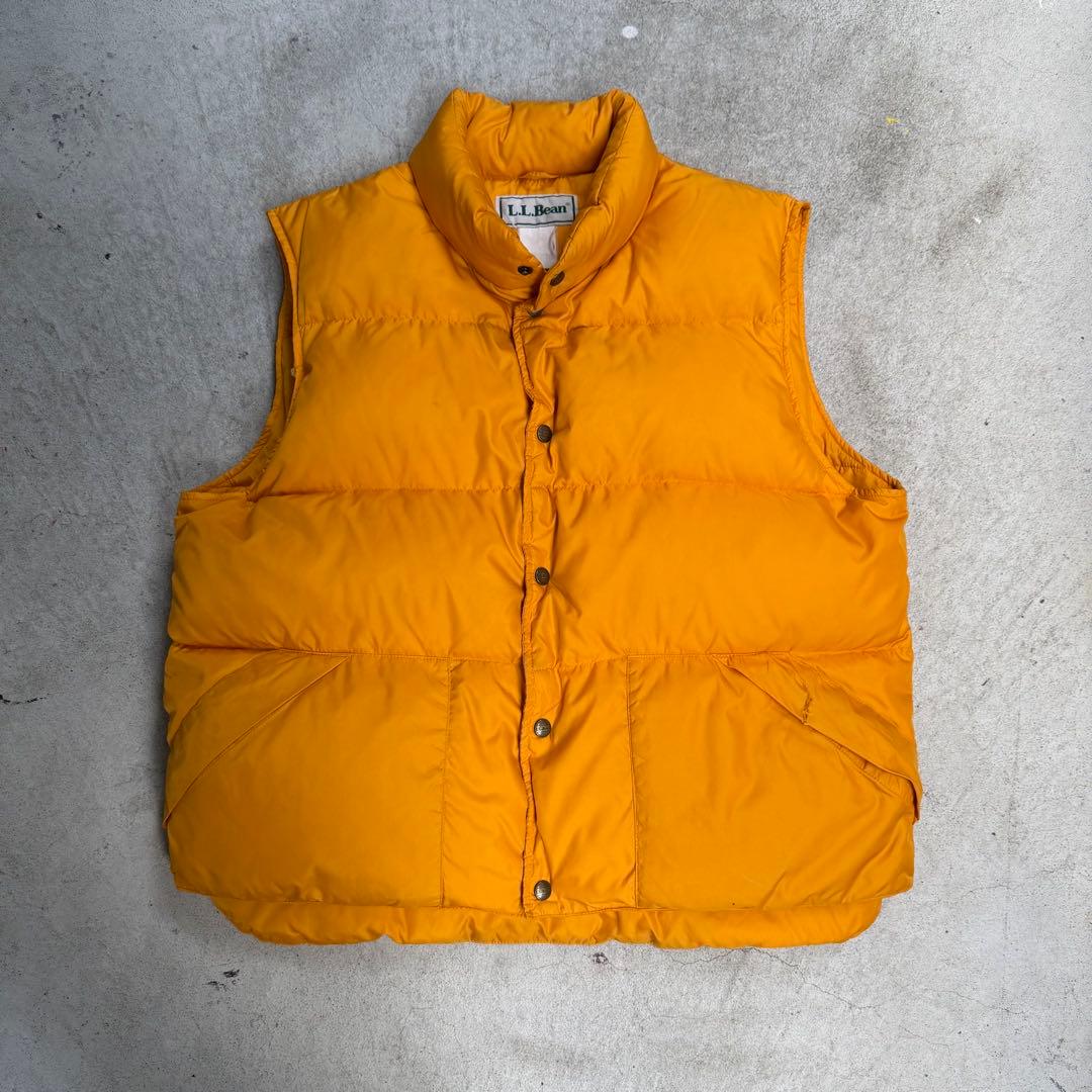 90s L.L.Bean グースダウンベスト オレンジ マンゴー パッカブル