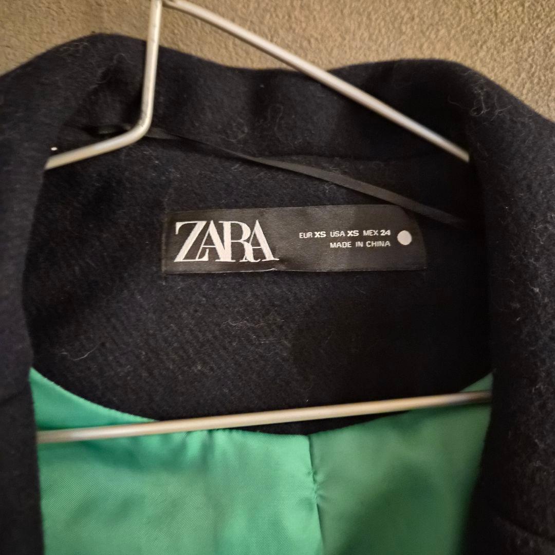 ZARA ザラ マッチングボンバーコート XS ウール混 ブラック ベルト