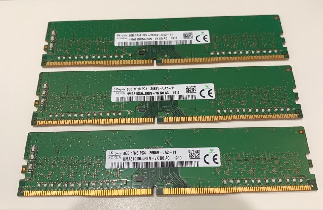 SK hynix 8GB DDR4 メモリー PC4-2666V 1Rx8