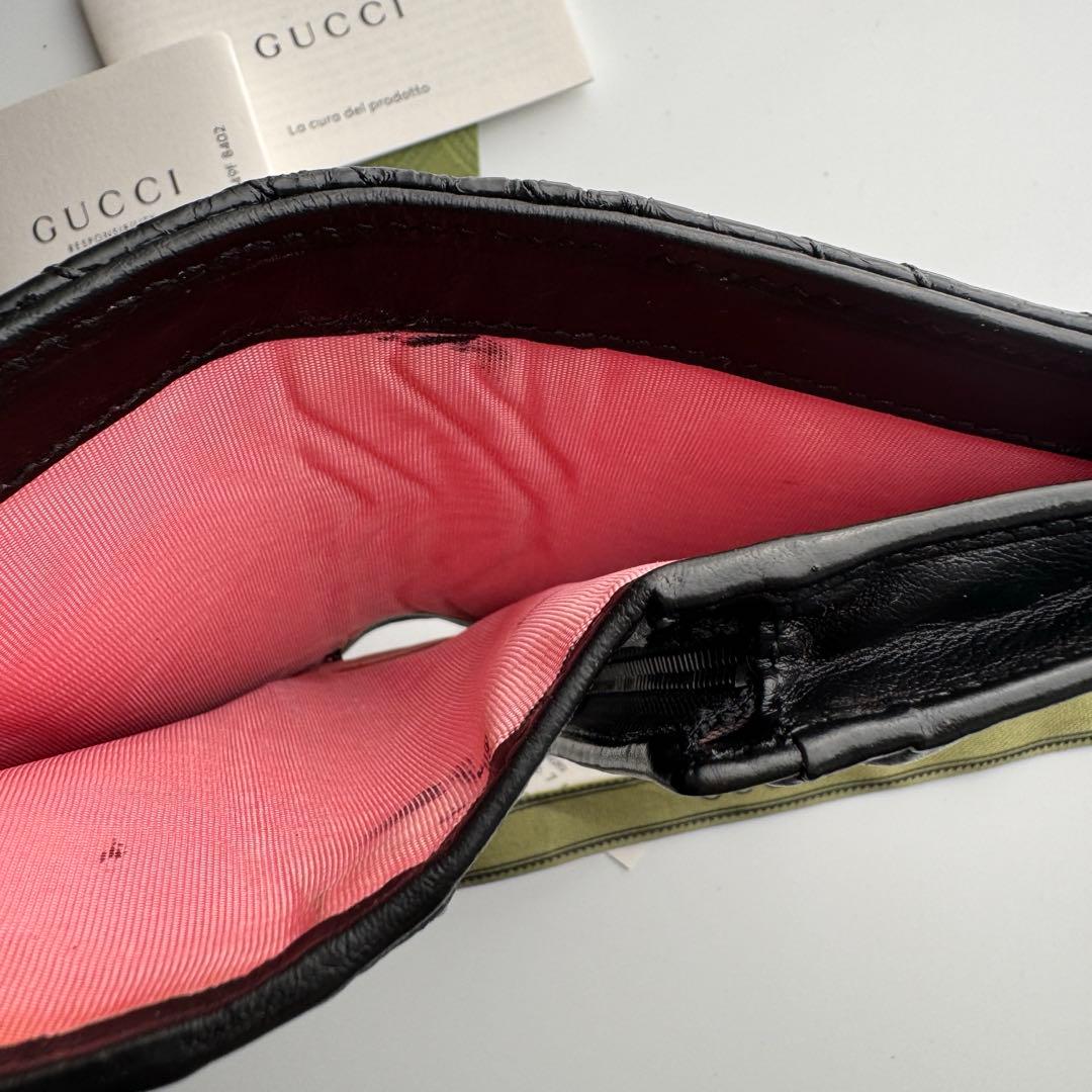 【美品】 GUCCI グッチ マーモント 2つ折り 財布 コンパクト パイソン