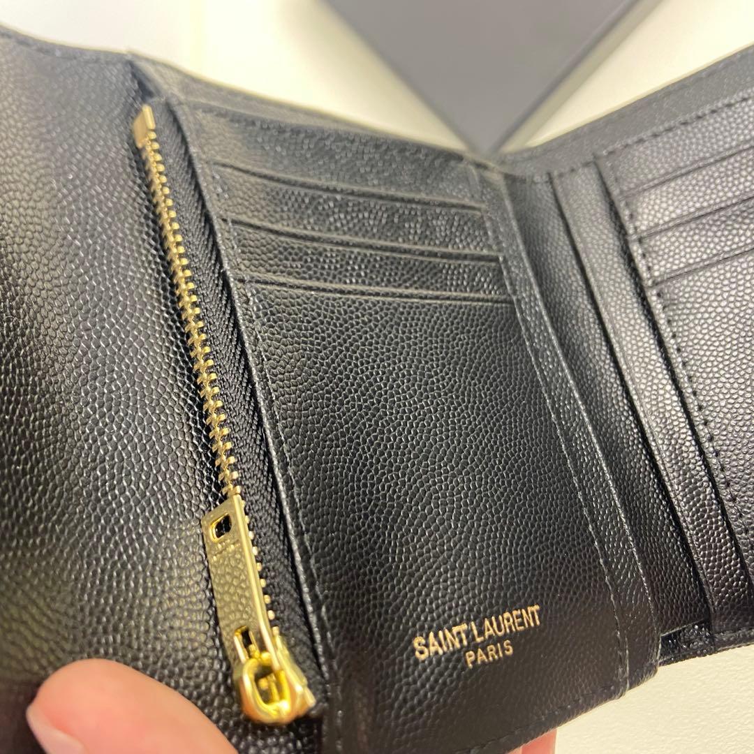【極美品】YSL イブサンローラン マイクロカーフスキン 三つ折り財布