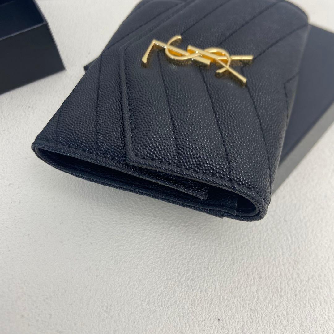 【極美品】YSL イブサンローラン マイクロカーフスキン 三つ折り財布