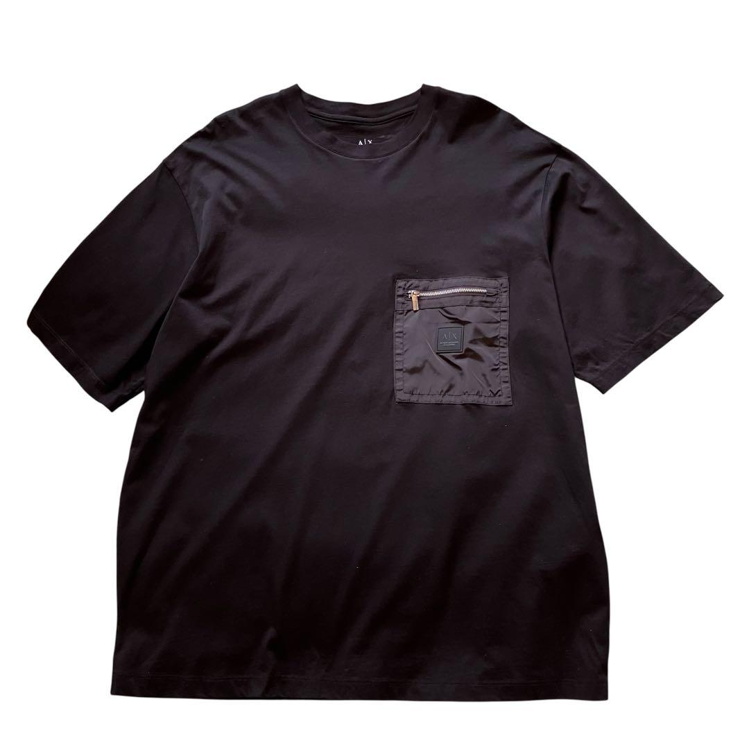 極美品 アルマーニ エクスチェンジ ナイロンポケットtシャツ 黒 XL