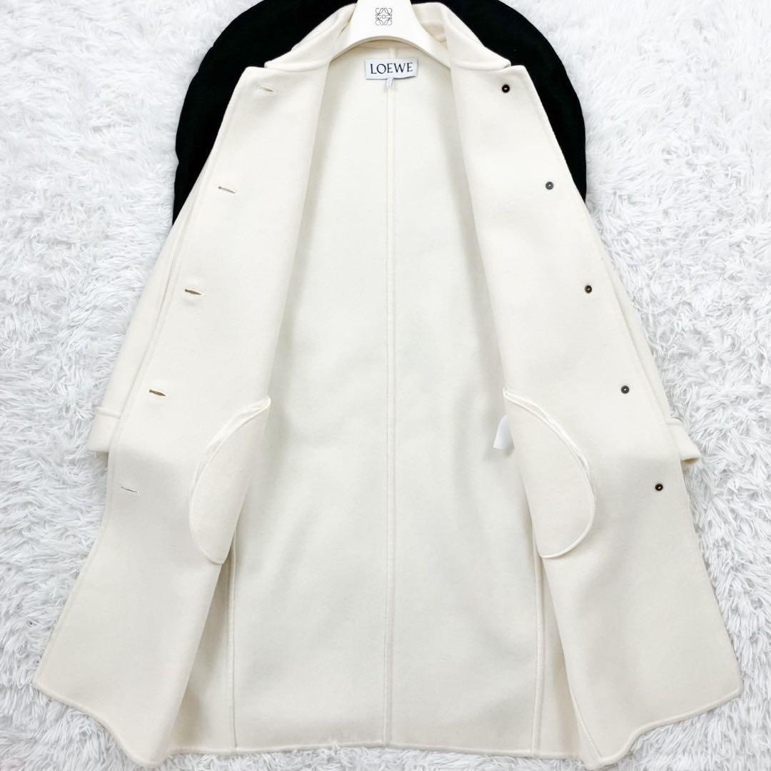美品 LOEWE ダブルフェイス ベルト付ロングコート カシミヤ混 アナグラム