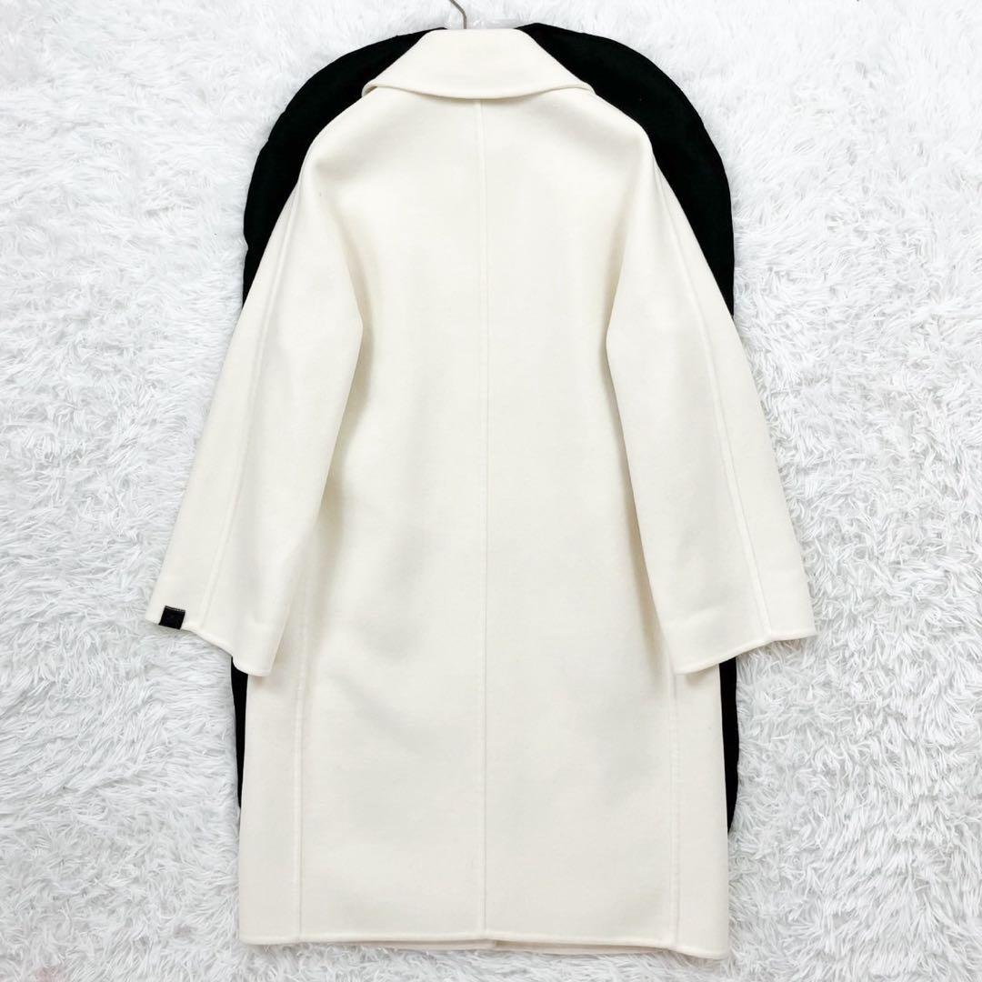 美品 LOEWE ダブルフェイス ベルト付ロングコート カシミヤ混 アナグラム