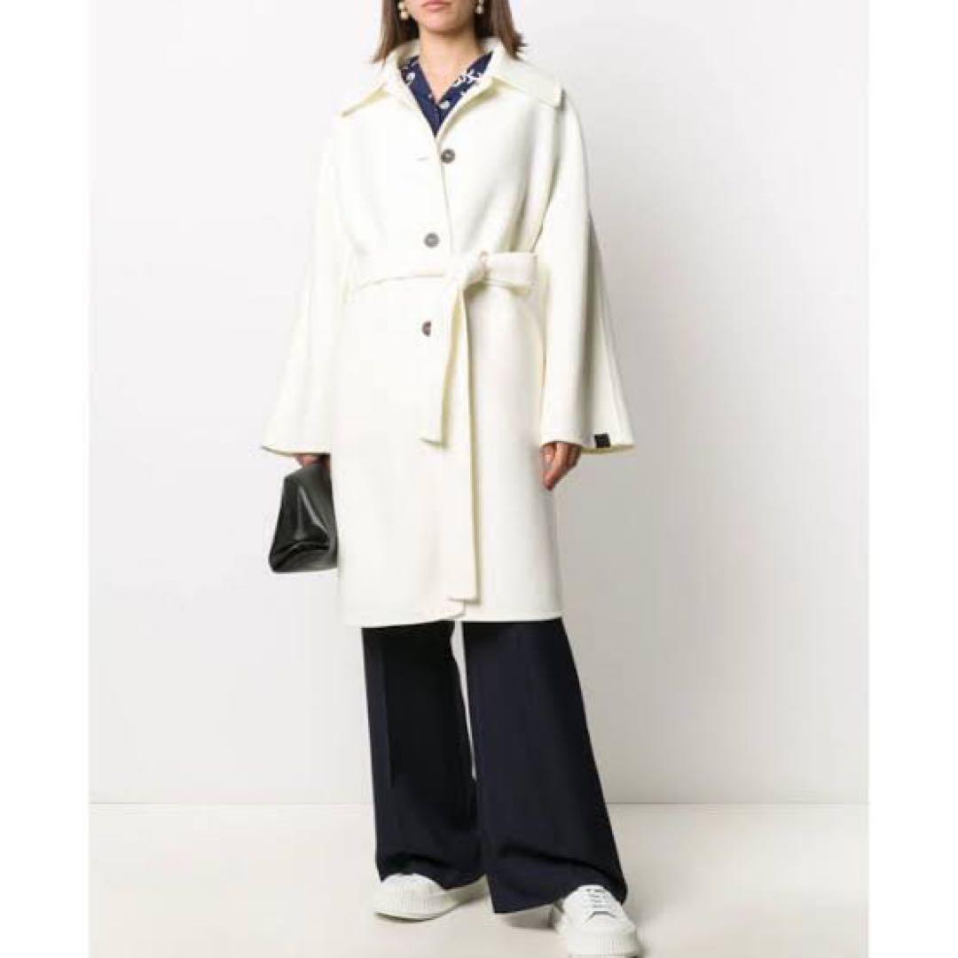 美品 LOEWE ダブルフェイス ベルト付ロングコート カシミヤ混 アナグラム