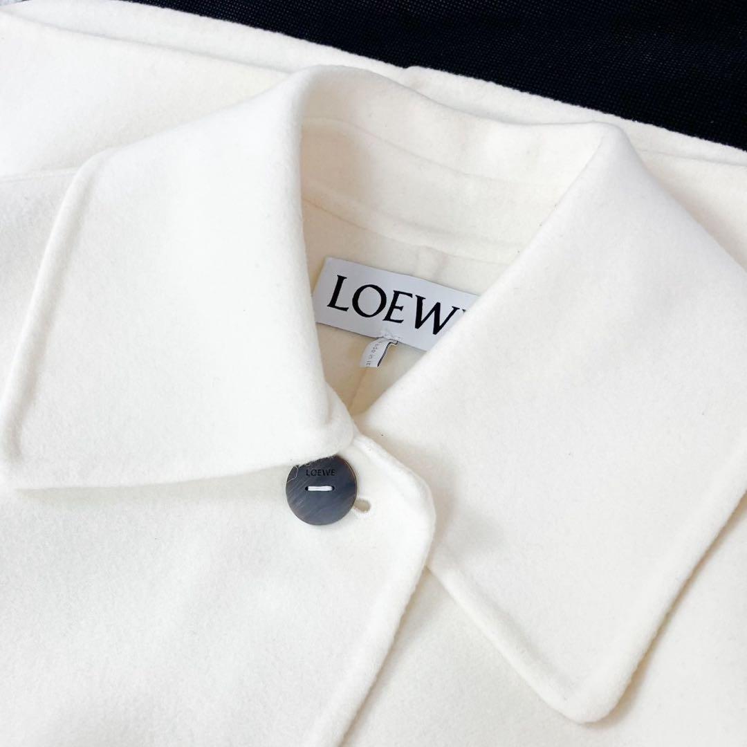 美品 LOEWE ダブルフェイス ベルト付ロングコート カシミヤ混 アナグラム