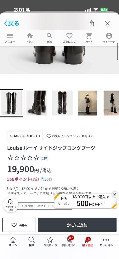 CHARLES & KEITH Louise ルーイ サイドジップロングブーツ