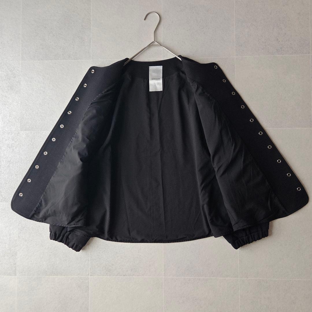 美品✨ MARGAUX 上品 スナップボタンカーディガン ノーカラー ブラック
