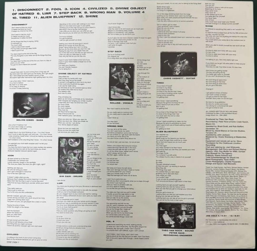 ROLLINS BAND レコード　clear color vinyl