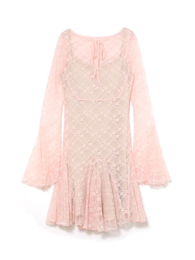 ワンピース andmary Cereza lace mini dress pink