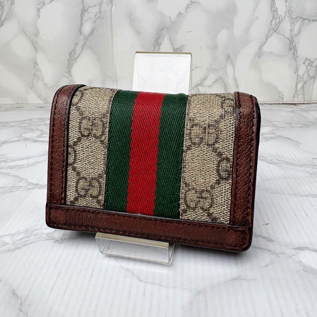 011 美品 GUCCI 二つ折り財布 シェリーライン GGスプリーム uz6