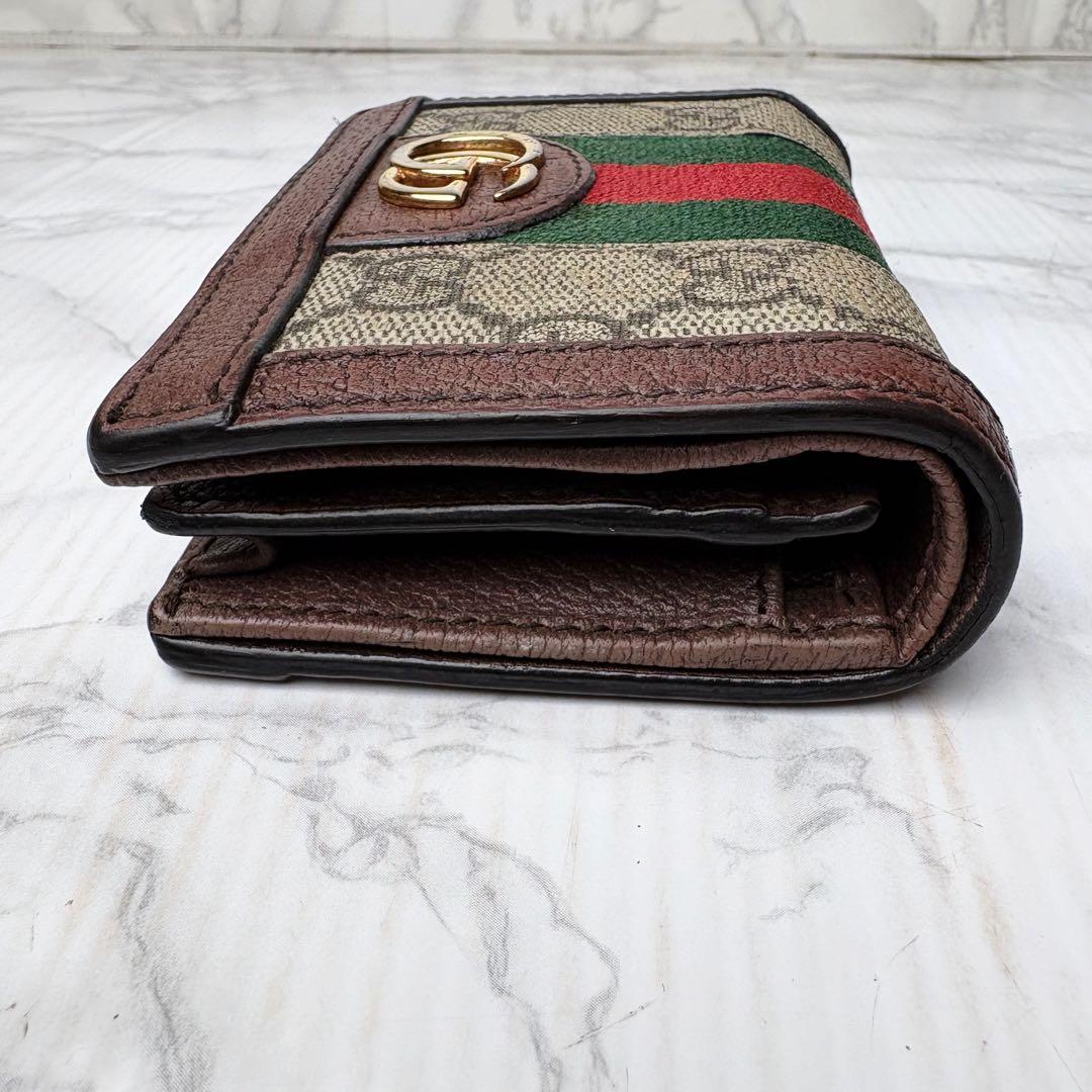 011 美品 GUCCI 二つ折り財布 シェリーライン GGスプリーム uz6