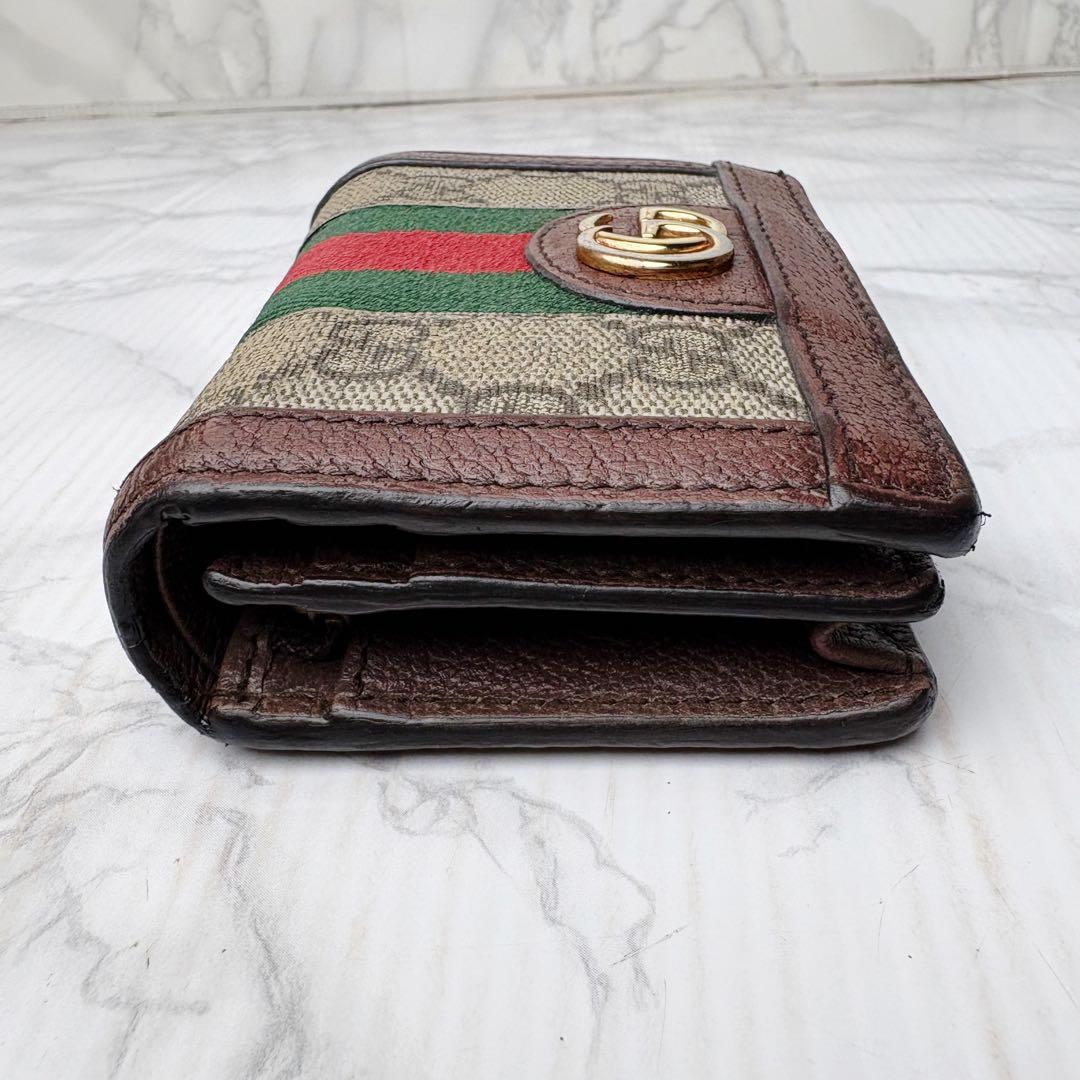 011 美品 GUCCI 二つ折り財布 シェリーライン GGスプリーム uz6