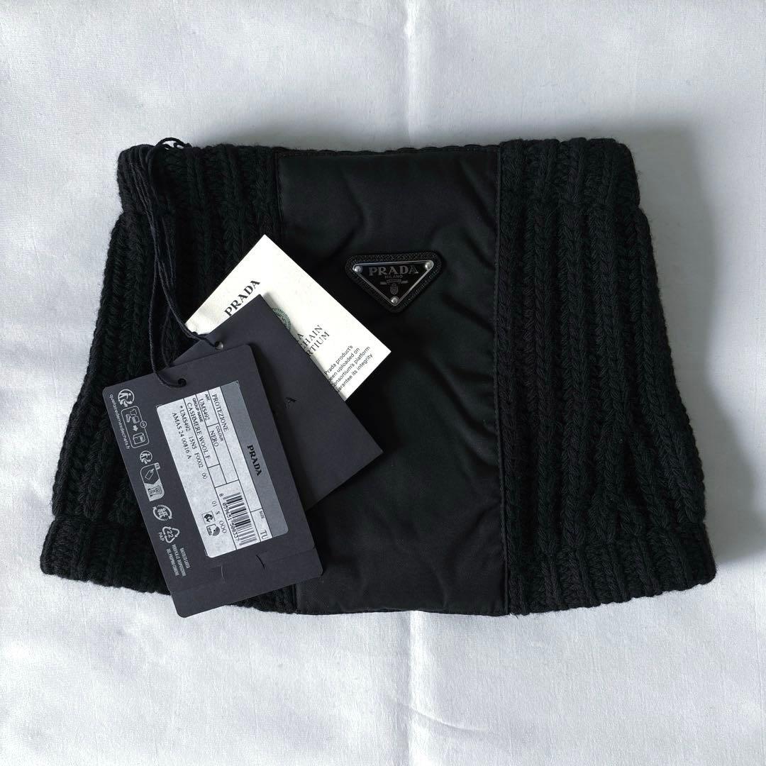 PRADA 25aw ウール×Re-Nylonトライアングルロゴネックウォーマー
