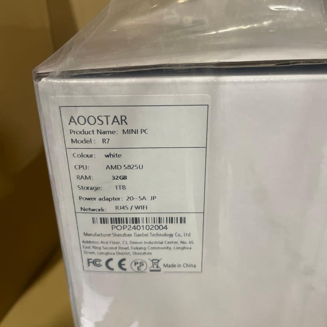 s*u様 AOOSTAR R7 Ryzen7 5825u ミニPC　32G＋1T
