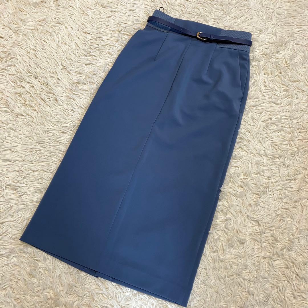 【美品】PINKY&DIANNE ベルト付きサイドリブストレッチスカート