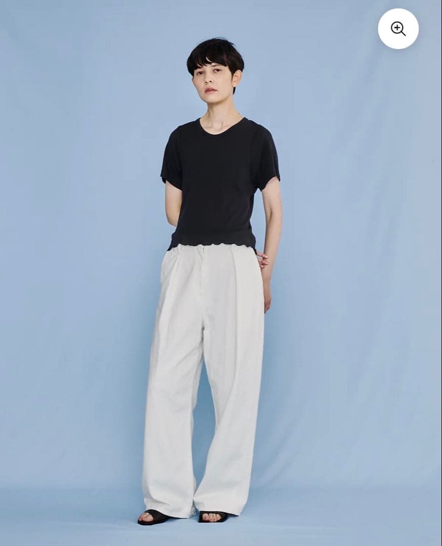 TICCA ライトデニムタックワイドパンツ　ホワイト　size①