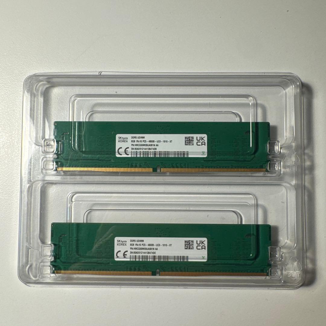 【動作確認済】DDR5 16GB(8GB 2枚) 4800MHz UDIMM