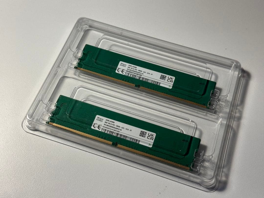 【動作確認済】DDR5 16GB(8GB 2枚) 4800MHz UDIMM