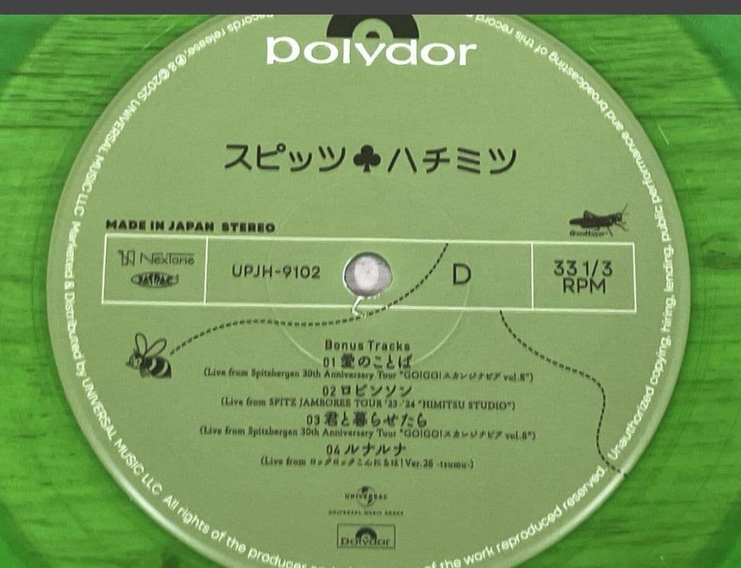 SPITZ 『ハチミツ』30th Anniversary アナログ盤2枚組LP
