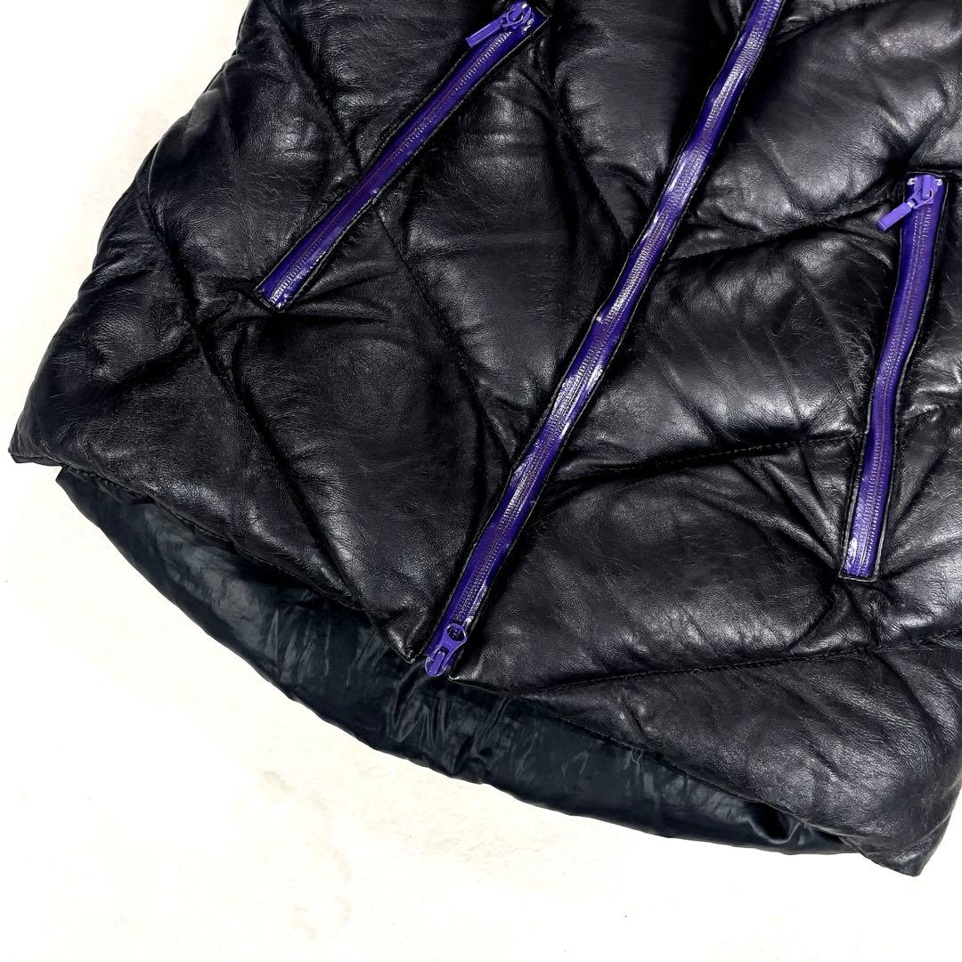 美品 初期ナリフリ ラムレザー 羊革 ダウンベスト M ブラック 止水ジッパー