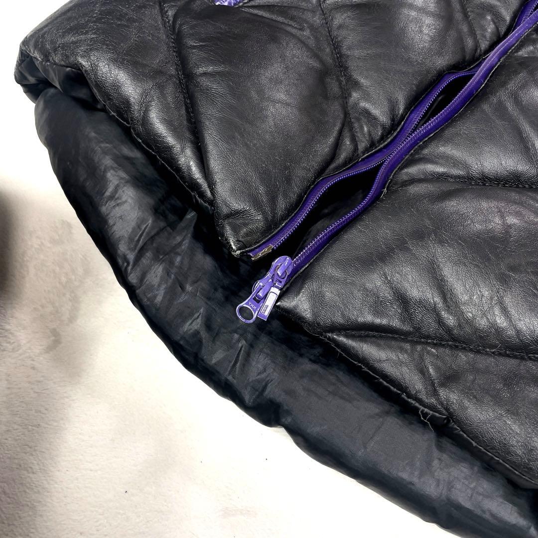 美品 初期ナリフリ ラムレザー 羊革 ダウンベスト M ブラック 止水ジッパー