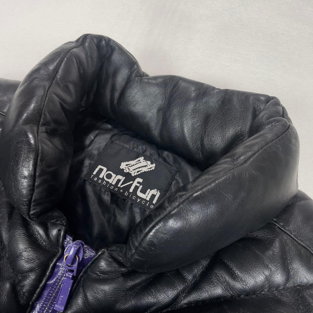 美品 初期ナリフリ ラムレザー 羊革 ダウンベスト M ブラック 止水ジッパー