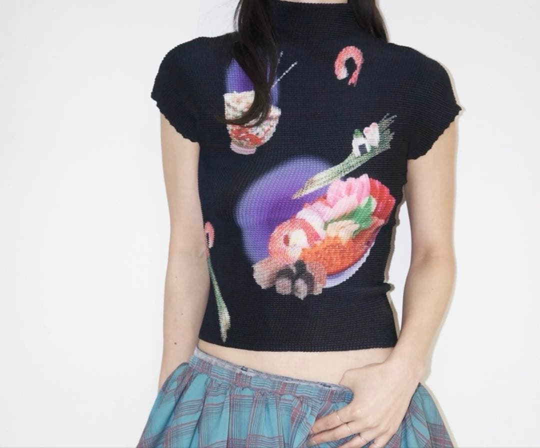【タグ付新品】 pleated print tops プリーツプリントトップス