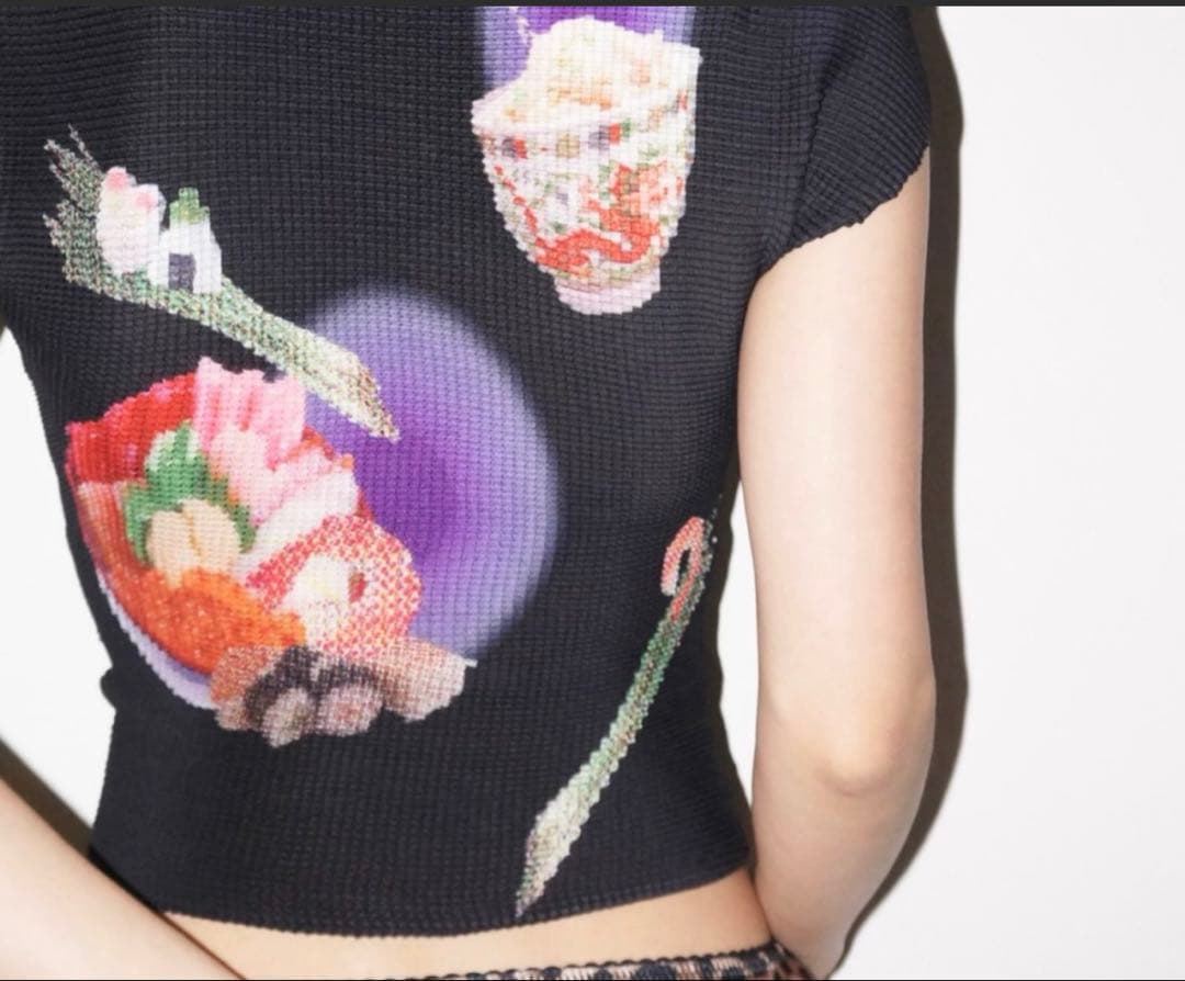 【タグ付新品】 pleated print tops プリーツプリントトップス