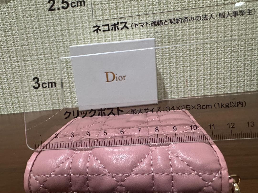 Dior カナージュ レザー 二つ折り財布 ピンク