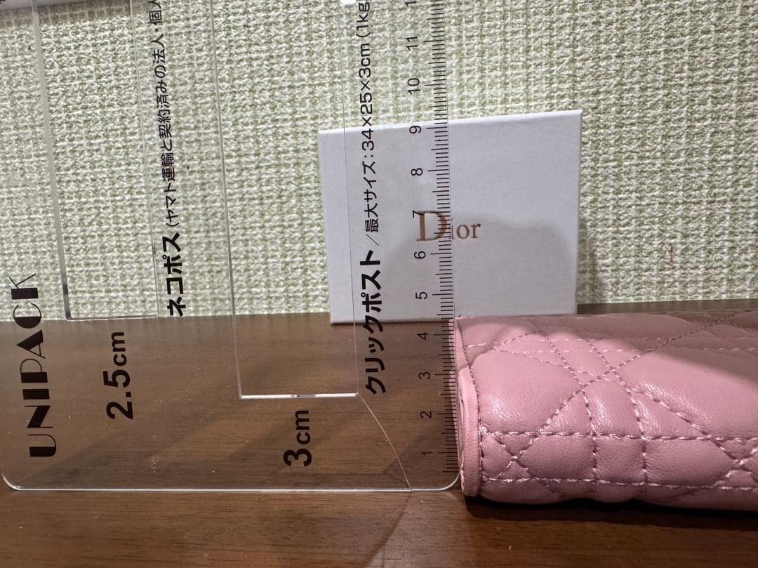 Dior カナージュ レザー 二つ折り財布 ピンク