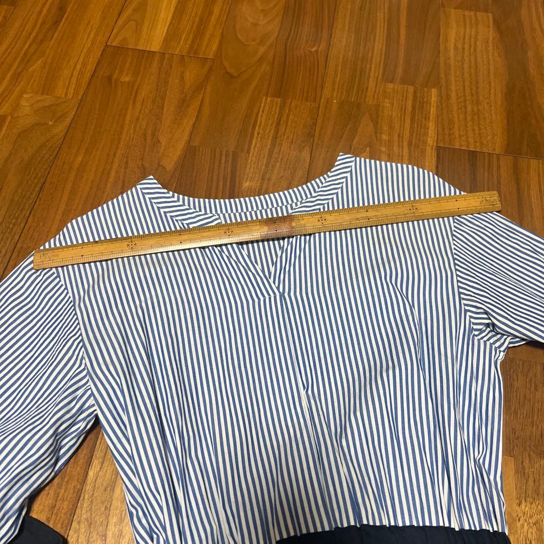 Burberryブルーレーベルクレストブリッジ　ストライプ柄切替ワンピース　38