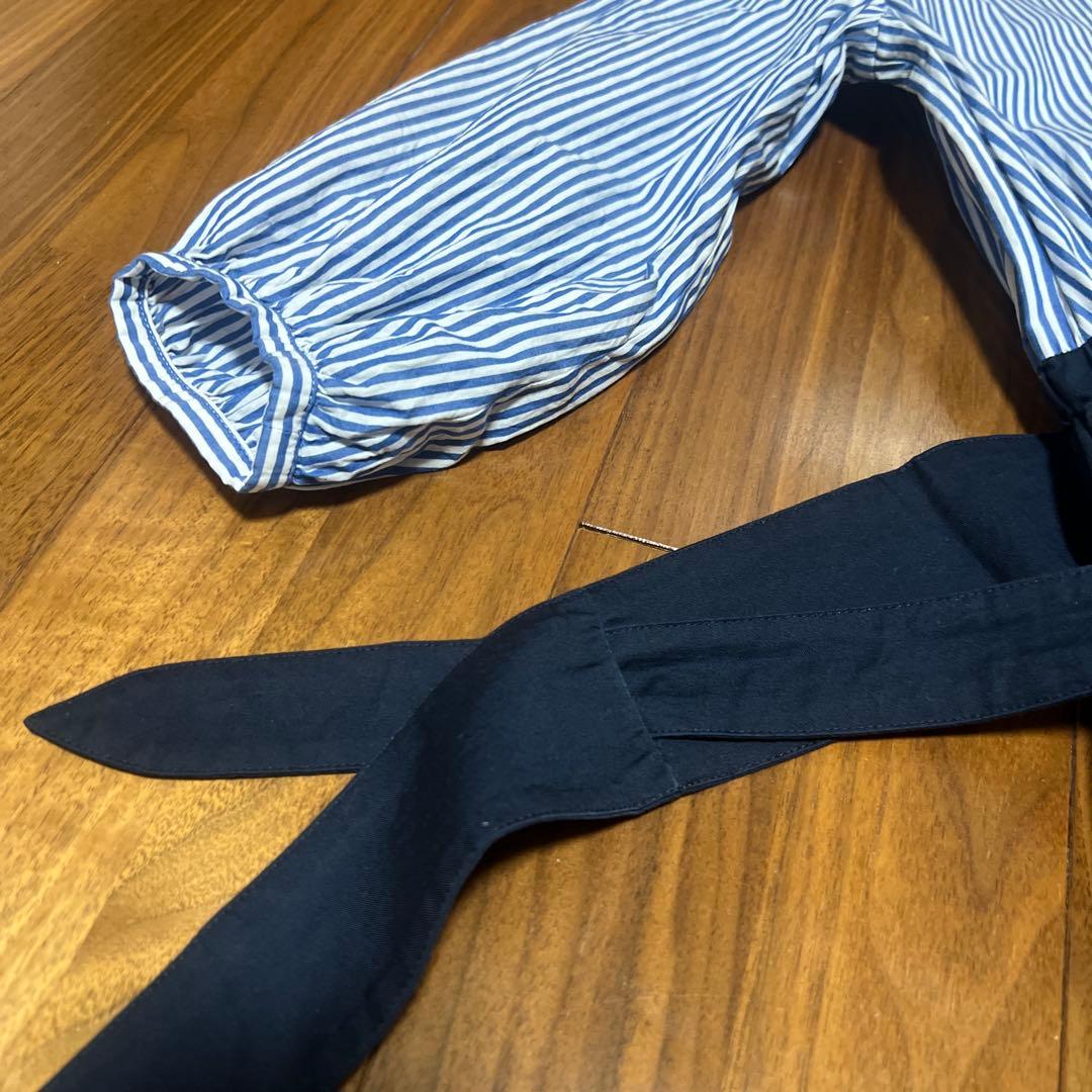 Burberryブルーレーベルクレストブリッジ　ストライプ柄切替ワンピース　38