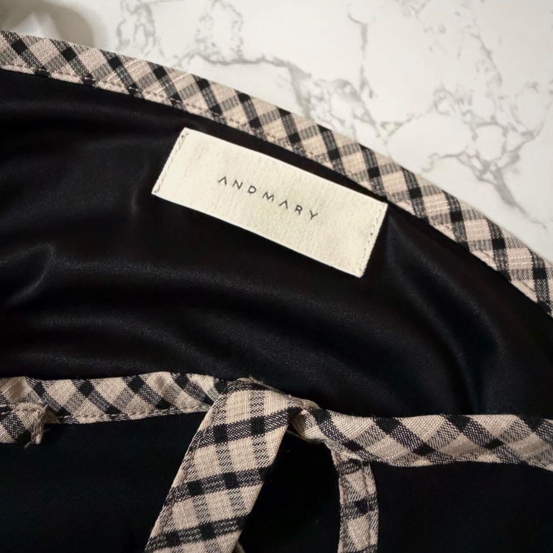 andmary Alice check ribbon tops 新品 公式品