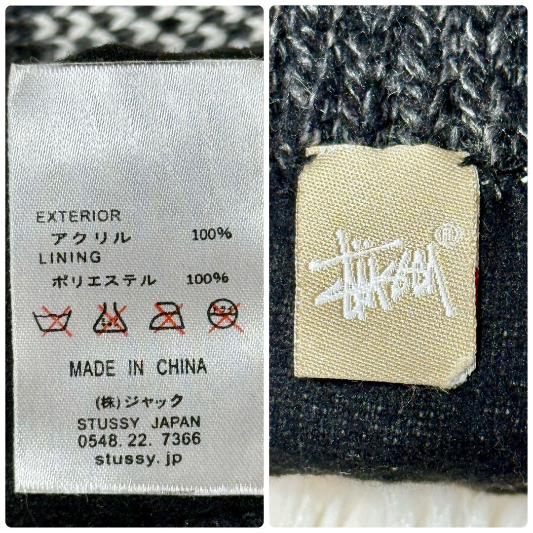 ✨極美品✨Stussy ステューシー シャネルロゴ ニット手袋 グレー/ホワイト
