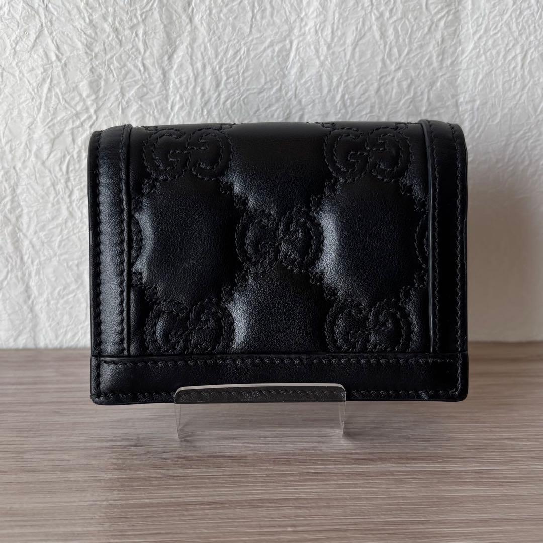 極美品✨GUCCI グッチ GGマーモント マトラッセ 二つ折り財布 ブラック