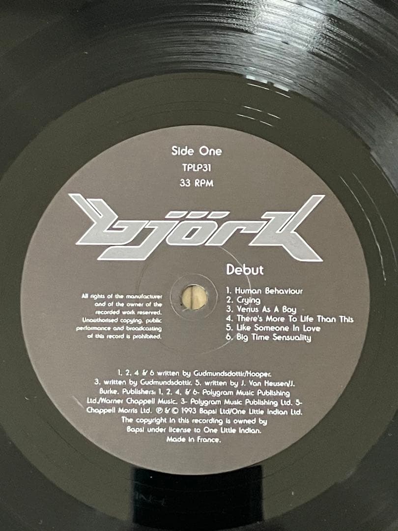 ビョークDebut 12\"LP レコードTPLP31 フランス盤MPO