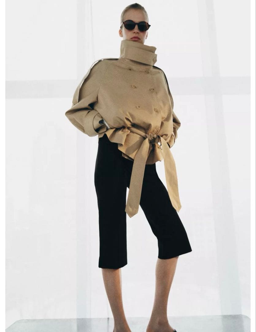 R*♡様 タグ付き新品★ZARAのショート丈ハイネックトレンチコート★Sサイズ★